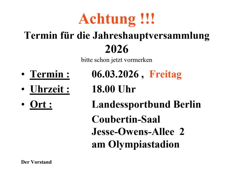 Jahreshauptversammlung 2026