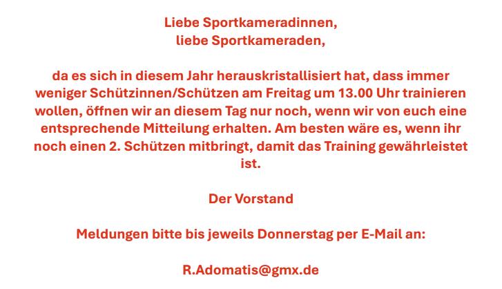 Freitagstraining